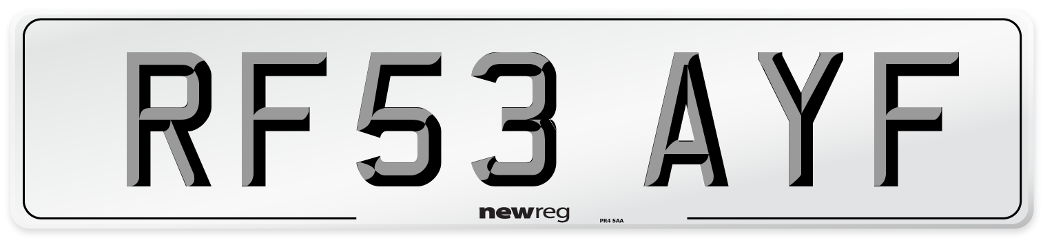 RF53 AYF Number Plate from New Reg